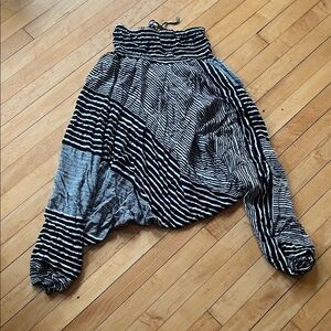 Striped Black and White Harem Buddha Pants